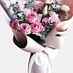 15 Pink Roses Bouquet With Ferrero Rocher