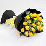20 Yellow Roses Bouquet With Chocolate Cake