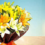 Asiatic Lilies Bunch With Chocolate Cake