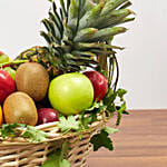 Basket Of Healthy Fruits With Bouquet