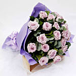 Bunch Of 20 Purple Roses With Chocolate Cake