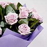 Bunch Of 20 Purple Roses With Chocolate Cake
