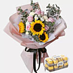 Bunch Of Sunrise Flowers With Ferrero Rocher