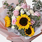 Bunch Of Sunrise Flowers With Ferrero Rocher