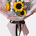 Bunch Of Sunrise Flowers With Ferrero Rocher