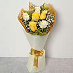 Bunch Of White and Yellow Roses & Fruit Cake