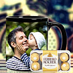 Ceramic Personalised Black Mug & Ferrero Rocher