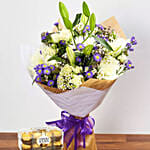 Mesmerizing Flowers Bunch & Ferrero Rocher