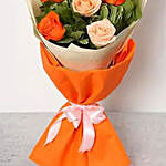 Mixed Orange and Peach Roses Bunch