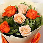 Mixed Orange and Peach Roses Bunch