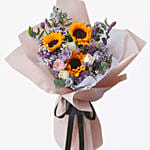 Sunshine Flowers Bunch With Chocolate Cake