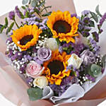 Sunshine Flowers Bunch With Chocolate Cake