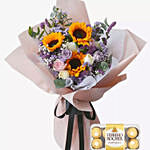Sunshine Flowers Bunch With Ferrero Rocher