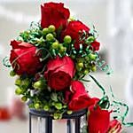 Alluring Roses Arrangement and Gulab Jamun Combo