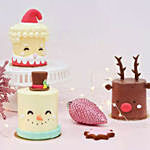 Christmas Mini Reindeer Santa and snowman Cake