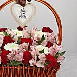 Roses and Alstroemerias in Basket