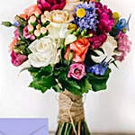 Mixed Roses Bouquet With Greeting Card