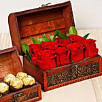 Passionate Red Roses and Chocolates Box