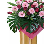Pink Gerberas N Roses Flower Stand