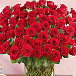 Ravishing 100 Red Roses In Glass Vase