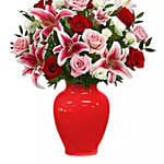 Red Rose and Lily Bouquet