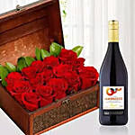Red Roses N Red Wine Combo