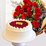 Red Velvet Cake With Roses N Champagne