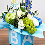 Vase Arrangement Of Flowers & Juicy Fruits