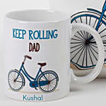 Keep Rolling Personalised Cushion & Mug For Dad