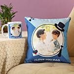 Love You Dad Blue Personalised Cushion & Mug