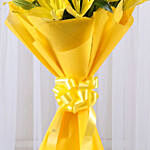 Yellow Asiatic Lilies Bouquet In Yellow Paper