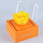 Yellow Forever Rose In Orange Box