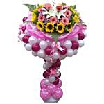 Colourful Bouquet Stand Of Flower N Balloons