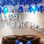 Happy Birthday Blue and Silver Balloon Decor