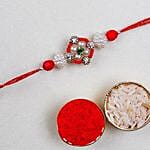 Appealing Floral Rakhi And 5 Pcs Ferrero Rocher