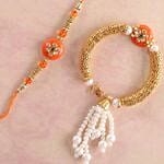 Lumba Rakhi Set & Vibrant Flower Bunch
