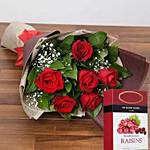 Romantic Red Roses Bouquet & Dark Chocolate