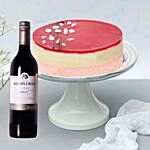 Raspberry Lychee Rose Cake & Classic Merlot