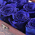 Chocolate Cake & 8 Blue Forever Roses in Treasure Box