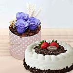Purple Forever Roses & Black Forest Cake