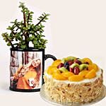 Jade Plant Personalised Black Mug & Fruit Cake
