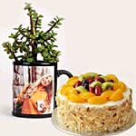 Jade Plant Personalised Black Mug & Fruit Cake