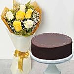 Happy Roses Bouquet & Chocolate Rainbow Cake