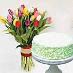 Vibrant Tulips Bunch & Ondeh Ondeh Cake