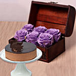 Forever Purple Roses & Chocolate Cake Combo