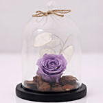 Purple Forever Rose In Glass Dome & Berry Tart Cake