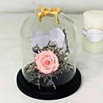 Beautiful Forever Rose In Glass Dome- Pink