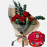 Red 15 Roses Love Bouquet With Mini Cheese Cake