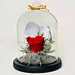 Red Forever Rose In Glass Dome with Ferrero Rocher