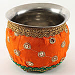 Thread Embroidery Orange Thali Set